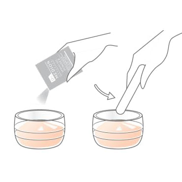 Illustration of mixing gel and powder in the cup