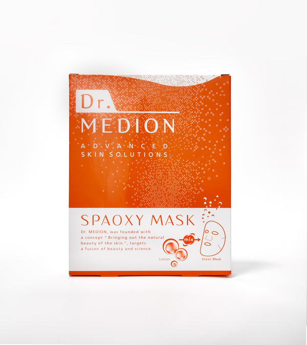 Dr. MEDION Spaoxy Mask CO₂ sheet masks | three individually wrapped mask pouches with Dr. MEDION branding on white background